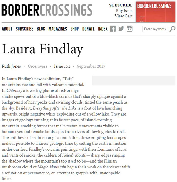 Ruth Jones review of Tuff in Border Crossings Magazine, Sept 2019